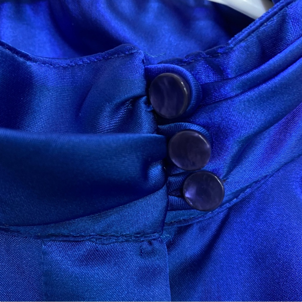 Paris Station Blue Satin Top with Button Detail Vintage Size 12